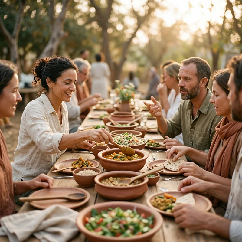 A shared table and ayurvedic buffet
