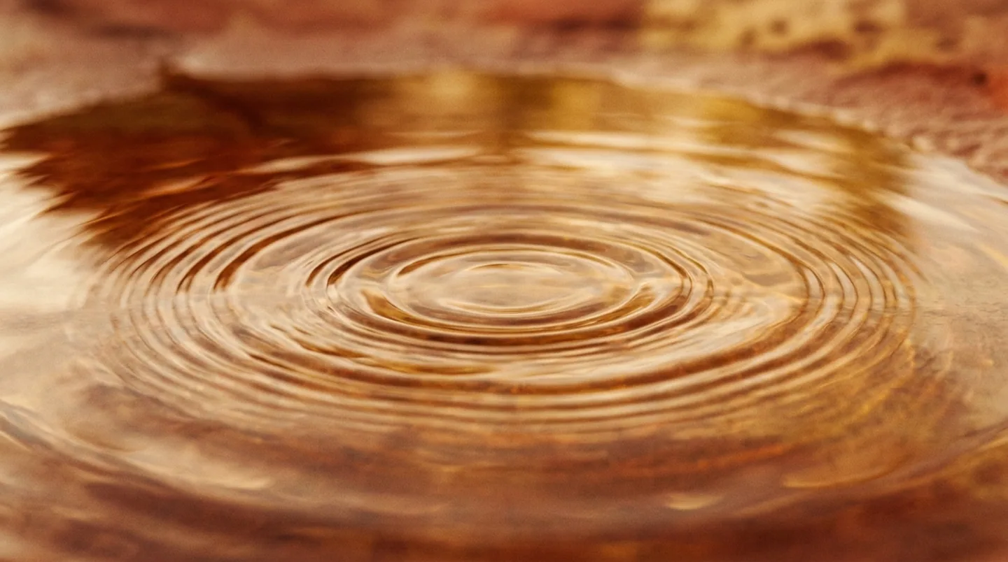 Concentric ripples on amber water